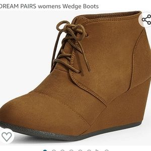 Dream Pairs Women's Wedge Boots Suede Taupe Booties Cute 8.5 size